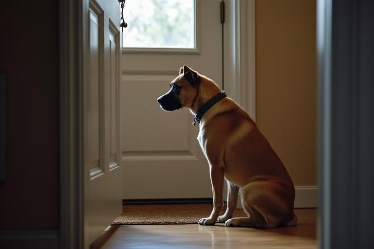 Hund wartet geduldig an der Tür
